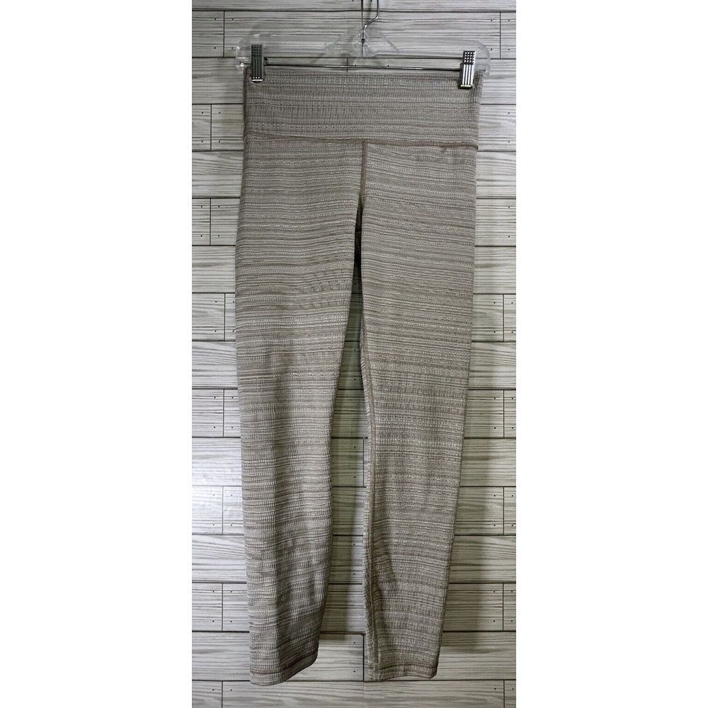 Athleta Beige High Rise Jacquard Beige/Tan Chaturanga Capri Tights Womens SZ Sm